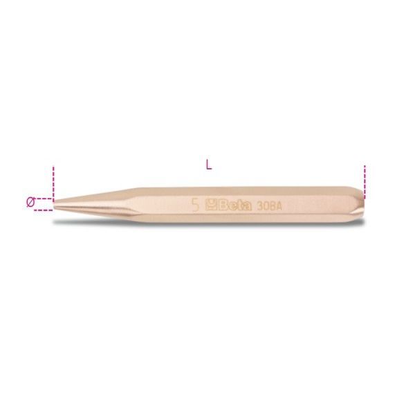 BETA 30BA Kıvılcım Çıkartmayan Konik Pim Zımba Ø 5 mm L 150 mm S 15 mm 000300806